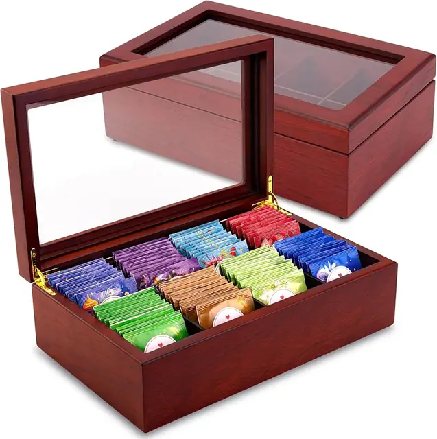 High-end tea subscription with wooden organizer box