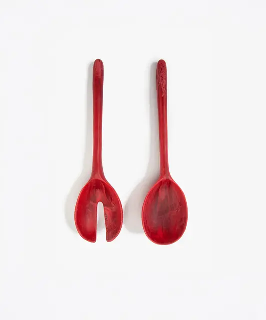 Dinosaur Designs Long Stone Servers in cranberry resin