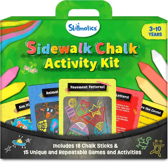 Sidewalk chalk set with stencils and 3D art guide card
