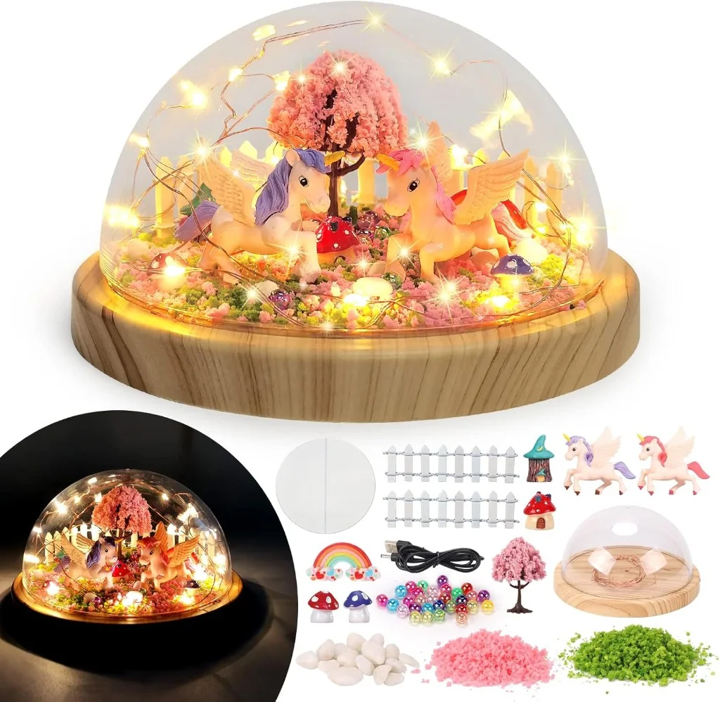 Light-up unicorn terrarium kit