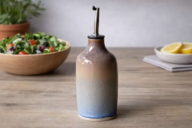 Handmade ceramic olive oil pourer