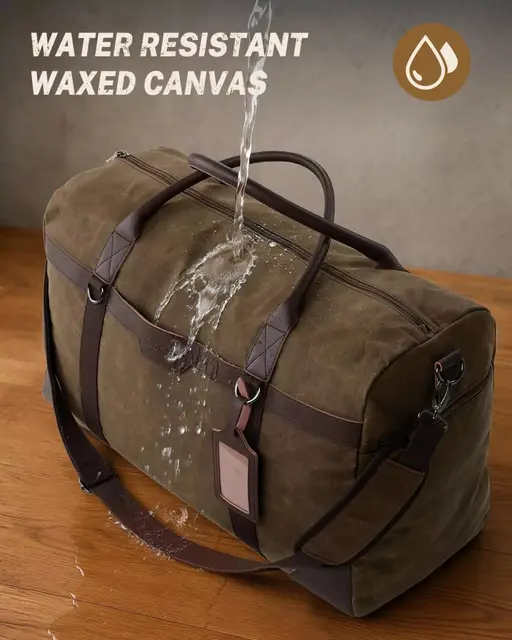 Waxed canvas weekender for fishing trips