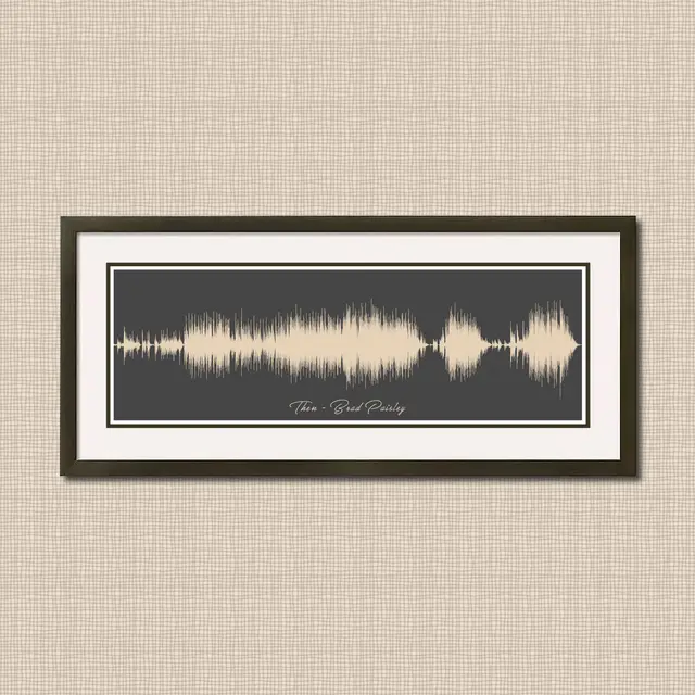 Custom soundwave art of the wedding song in local timber