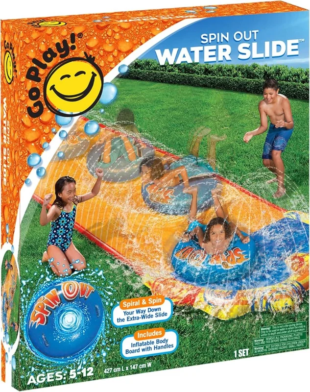 Spin Out water slide with bodyboard