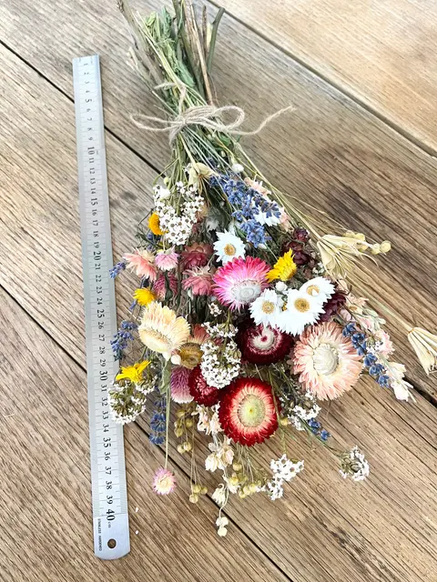 Colourful everlasting dried flower bouquet
