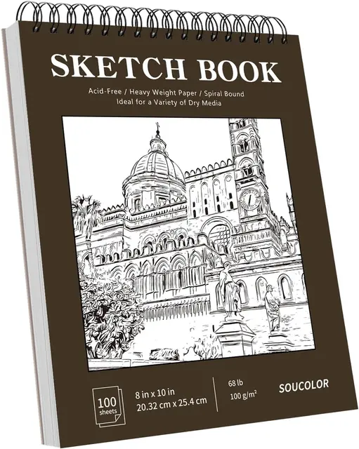 Soucolor 8x10 Spiral Sketch Book