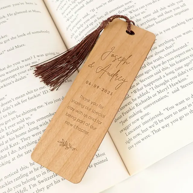 Bespoke wooden bookmark with etched quote