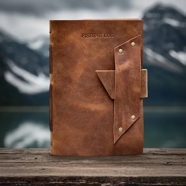 Leather-bound family fishing log
