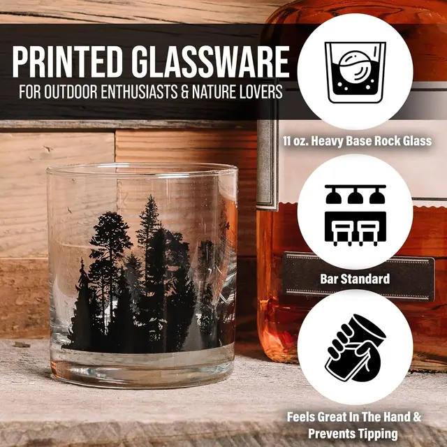 Topographic crystal tumblers etched with US mountain peaks
