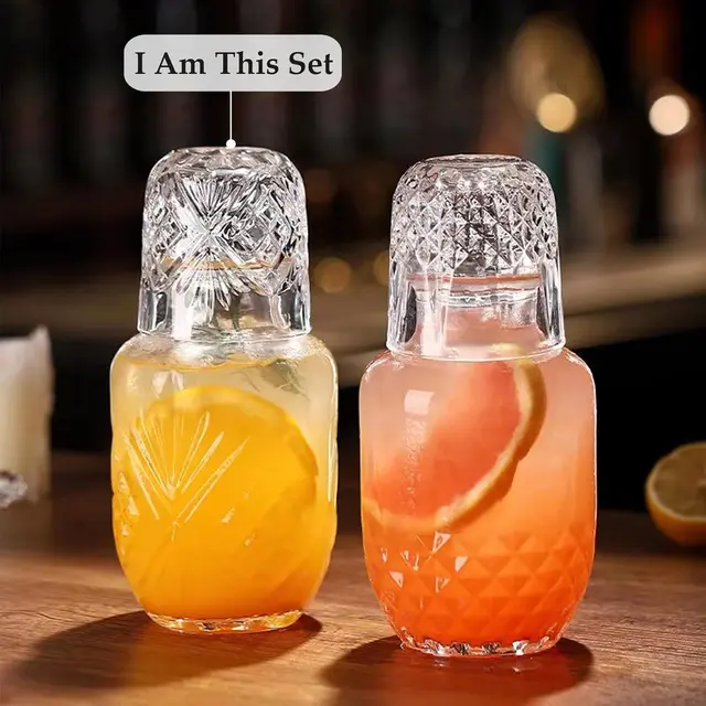 High-quality bedside glass carafe and tumbler