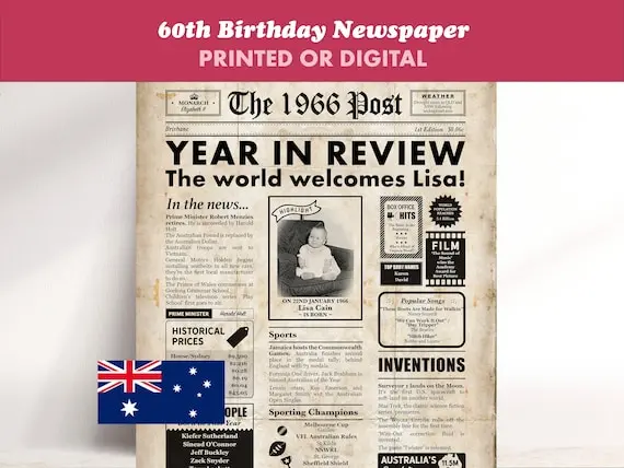 Personalised 1966 newspaper front-page print