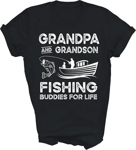 Matching grandpa fishing-buddy shirts