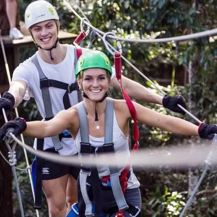 High ropes flying fox adventure