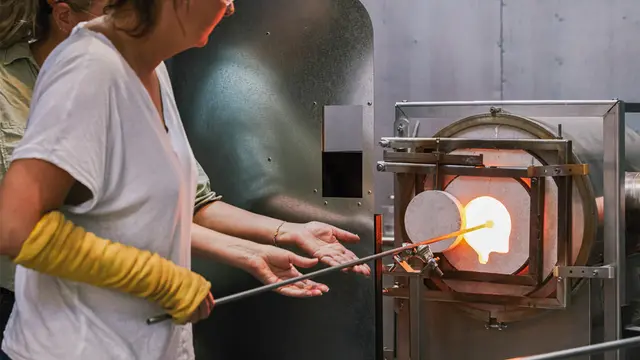 Shared parent-teen glassblowing workshop