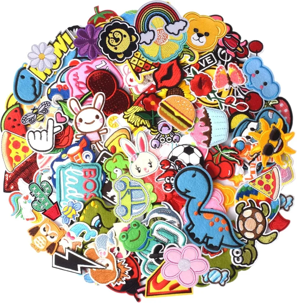 Assorted Embroidered Iron-on Patches (60 pcs)