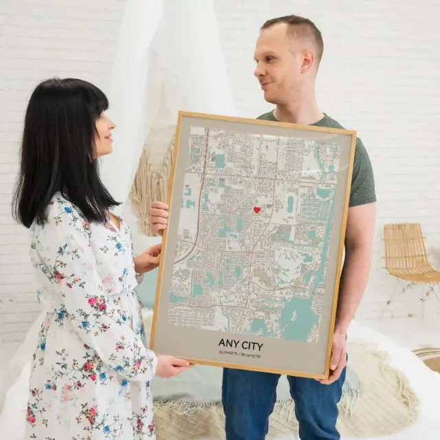 Custom map art print of a meaningful place