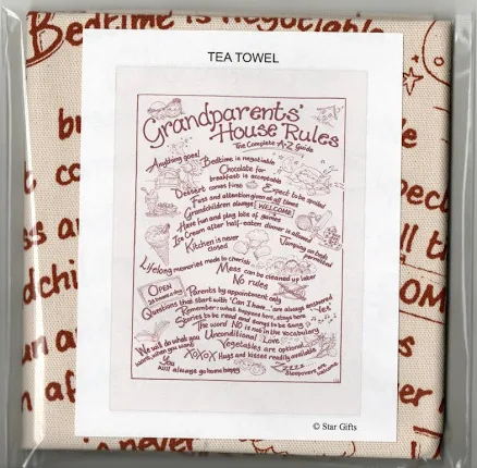 Hand-drawn "Grandma's Kitchen Rules" Tea Towel — Mother's Day gift for a grandmother, shoppable idea