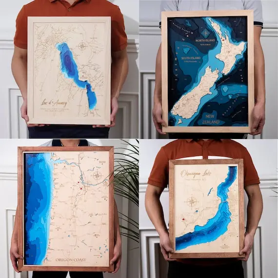 Custom 3D wood river map