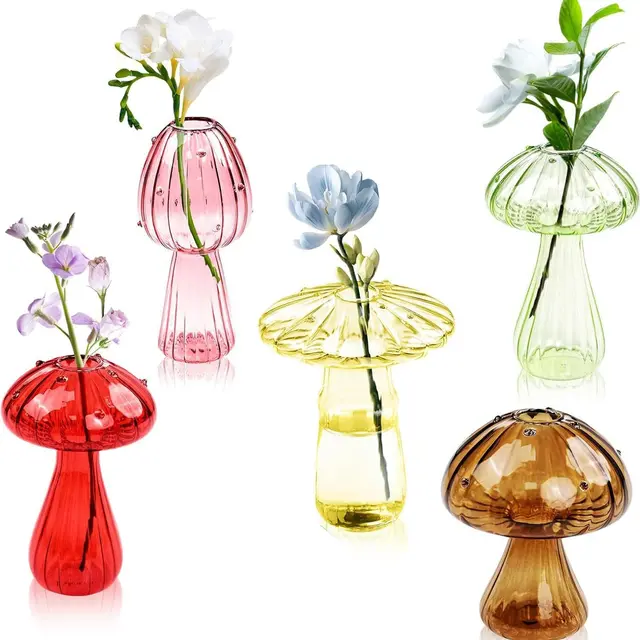 Mushroom glass flower vase set